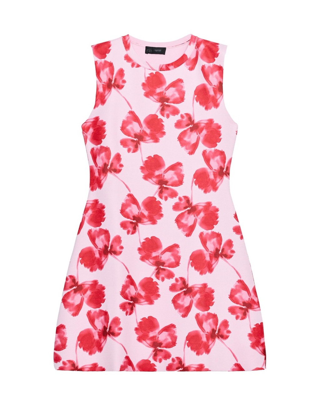 Zara Pink Mini Dress with Red Floral Motif